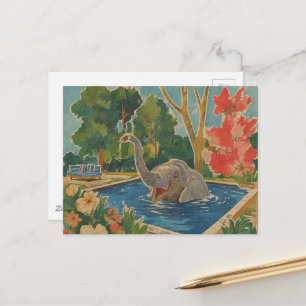 Schöner Elefant im Pool Postkarte