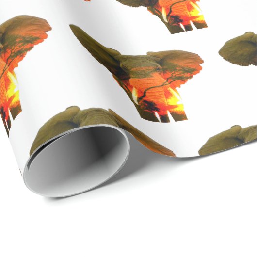 Schöner Elefant im Serengeti Sonnenuntergang Geschenkpapier (Rolleneckpunkt)