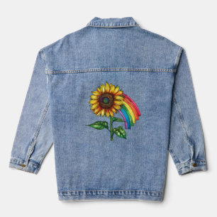 schöner eleganter Druck mit Sonnenblume Jeansjacke
