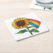 schöner eleganter Druck mit Sonnenblume Rechteckiger Pappuntersetzer (angewinkelt)