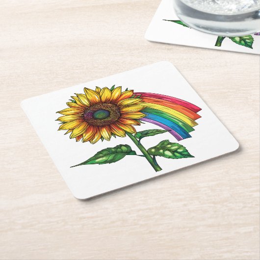 schöner eleganter Druck mit Sonnenblume Rechteckiger Pappuntersetzer (angewinkelt)