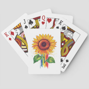 schöner eleganter Druck mit Sonnenblume Spielkarten