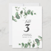 Schöner, eleganter eucalyptus foliage Hochzeitstis Einladung (Vorderseite)