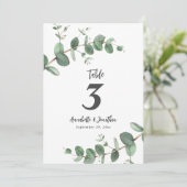 Schöner, eleganter eucalyptus foliage Hochzeitstis Einladung (Stehend Vorderseite)