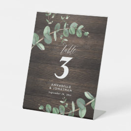 Schöner, eleganter eucalyptus foliage Hochzeitstis Sockelschild