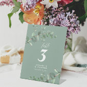 Schöner, eleganter eucalyptus foliage Hochzeitstis Sockelschild