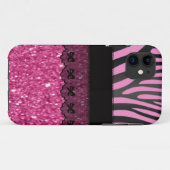 Schöner, eleganter, mädchenhafter Zebralace-Glitze Case-Mate iPhone Hülle (Rückseite (Horizontal))