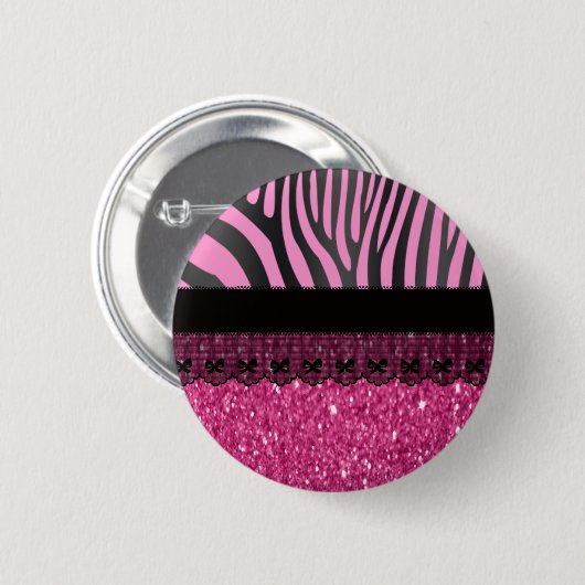 Schöner, eleganter, magischer Zebraeffekt Glitzer Button (Vorne & Hinten)