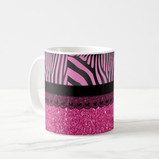 Schöner, eleganter, magischer Zebraeffekt Glitzer Kaffeetasse (Vorderseite Links)