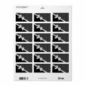 Schöner eleganter, trendiger schwarz-weißer Damast Adressaufkleber (Vorne)