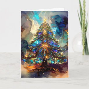 Schöner eleganter Weihnachtsbaum im Renaissancesti Feiertagskarte