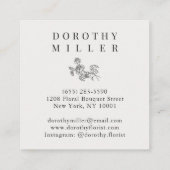 Schöner eleganter, weißer, minimalistischer Floris Quadratische Visitenkarte (Rückseite)