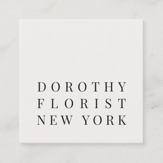 Schöner eleganter, weißer, minimalistischer Floris Quadratische Visitenkarte (Vorderseite)