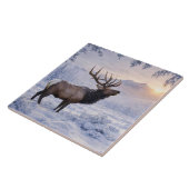 Schöner Elk im Schnee Kunst Fliese (Seite)