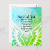 Schöner Engel Gottes Gebet Bright Green Blue Postkarte (Vorne/Hinten)