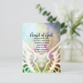 Schöner Engel Gottes Gebet Wings Green Blue Postkarte (Stehend Vorderseite)