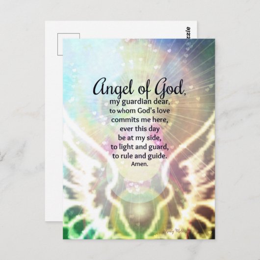 Schöner Engel Gottes Gebet Wings Green Blue Postkarte (Vorne/Hinten)