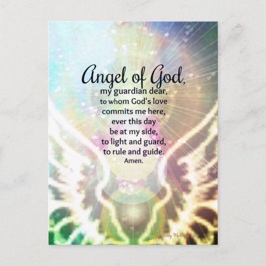 Schöner Engel Gottes Gebet Wings Green Blue Postkarte (Vorderseite)