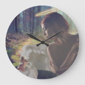 Schöner Engel mit Faiasy Fantasy Art Große Wanduhr (Vorderseite)