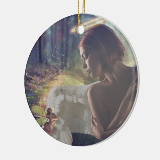 Schöner Engel mit Faiasy Fantasy Art Keramik Ornament (Links)