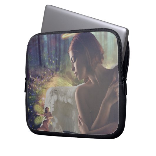 Schöner Engel mit Faiasy Fantasy Art Laptopschutzhülle (Vorderseite Links)