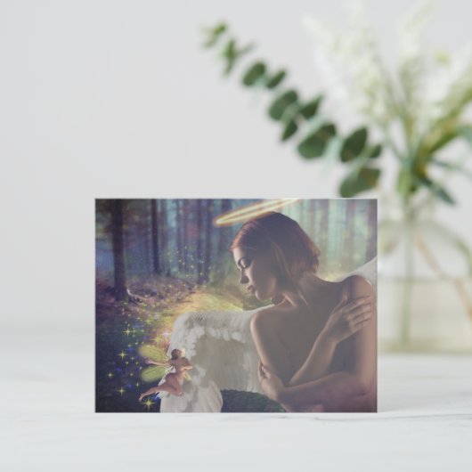 Schöner Engel mit Faiasy Fantasy Art Postkarte (Stehend Vorderseite)