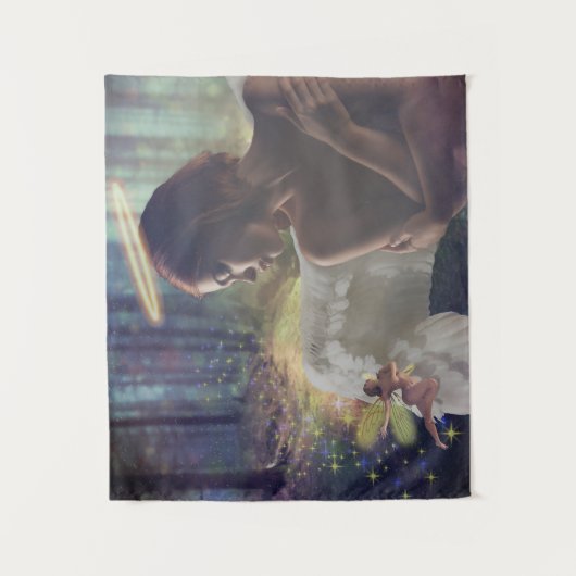 Schöner Engel mit Faiasy Fantasy Art Wandteppich (Vorderseite)