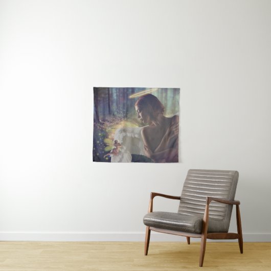 Schöner Engel mit Faiasy Fantasy Art Wandteppich (Beispiel (Horizontal))