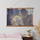 Schöner Engel mit Faiasy Fantasy Art Wandteppich Mit Holzrahmen (Schlafzimmer)