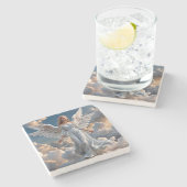 Schöner Engel mit Flügeln über den Wolken Steinuntersetzer (Seitenansicht)