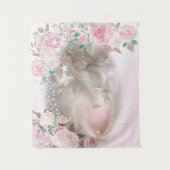 Schöner Engel mit Tauben und Rosen Wandteppich (Vorderseite)