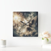 Schöner Engel mit Wings Quadratische Wanduhr (Zuhause)