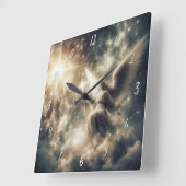 Schöner Engel mit Wings Quadratische Wanduhr (Winkel)