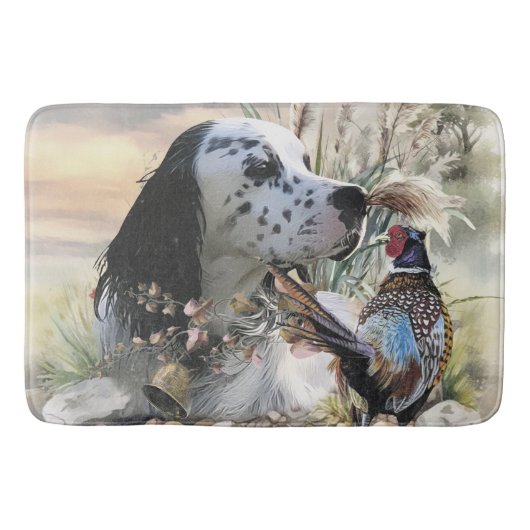 Schöner englischer Setter mit Pheasant , Kunst Badematte (Vorderseite)