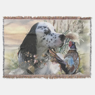 Schöner englischer Setter mit Pheasant , Kunst Decke