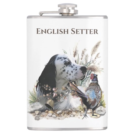 Schöner englischer Setter mit Pheasant , Kunst Flachmann (Vorderseite)