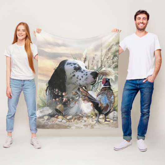 Schöner englischer Setter mit Pheasant , Kunst Fleecedecke (Beispiel)