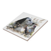 Schöner englischer Setter mit Pheasant , Kunst Fliese (Seite)