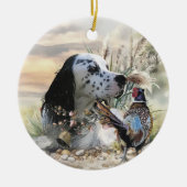 Schöner englischer Setter mit Pheasant , Kunst Keramik Ornament (Vorne)