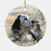 Schöner englischer Setter mit Pheasant , Kunst Keramik Ornament (Hinten)