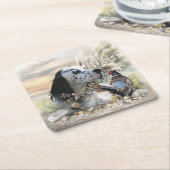 Schöner englischer Setter mit Pheasant , Kunst Rechteckiger Pappuntersetzer (angewinkelt)