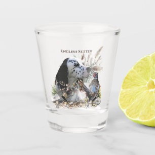 Schöner englischer Setter mit Pheasant , Kunst Schnapsglas