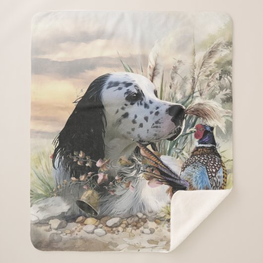 Schöner englischer Setter mit Pheasant , Kunst Sherpadecke (Vorderseite)