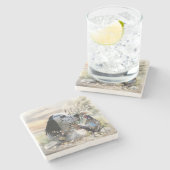 Schöner englischer Setter mit Pheasant , Kunst Steinuntersetzer (Seitenansicht)