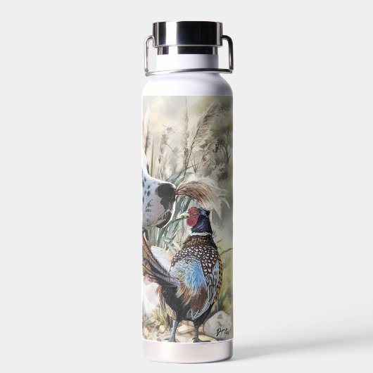 Schöner englischer Setter mit Pheasant , Kunst Trinkflasche (Rückseite)