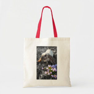 Schöner English Lop mit Blumen Tragetasche