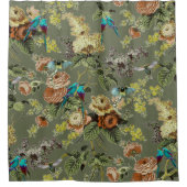 Schöner exotischer Vogel, Sumpf Grüner Hintergrund Duschvorhang (Vorderseite)