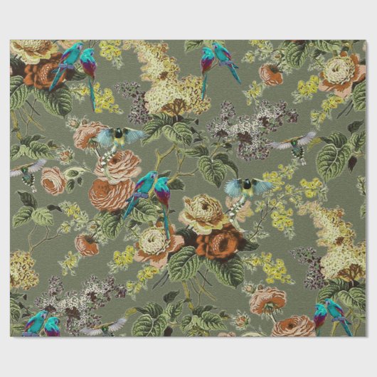 Schöner exotischer Vogel, Sumpf Grüner Hintergrund Geschenkpapier (Flach)