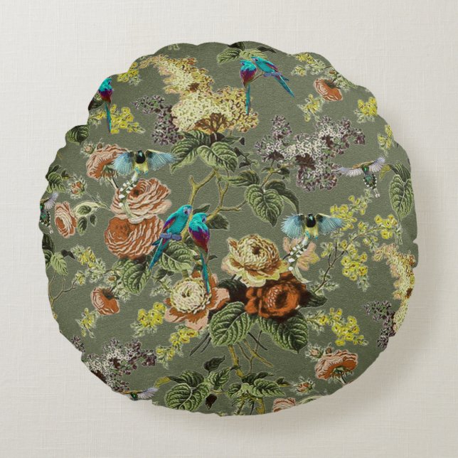 Schöner exotischer Vogel, Sumpf Grüner Hintergrund Rundes Kissen (Vorderseite)