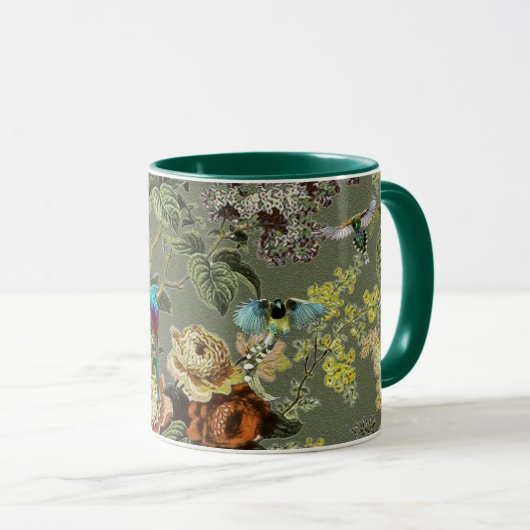Schöner exotischer Vogel, Sumpf Grüner Hintergrund Tasse (VorderseiteRechts)